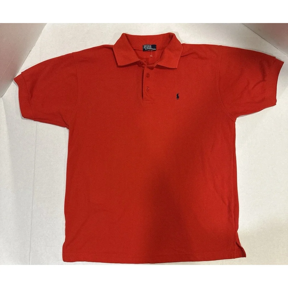 Polo Ralph Lauren Polo Shirt Men's Size Large Red Short Sleeve Blue Horse